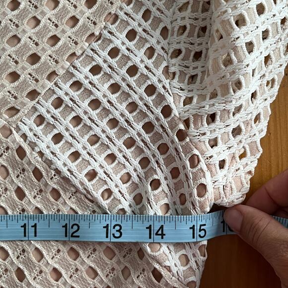 BCBGMaxAzria Women's White Cream Elyze Lace Color Blocked A-Line V-Neck Dress XS - Picture 5 of 8